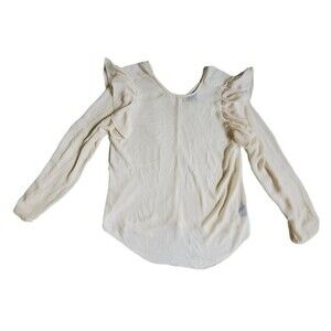 Who What Wear ruffle shoulder sheer long sleeve top sz M